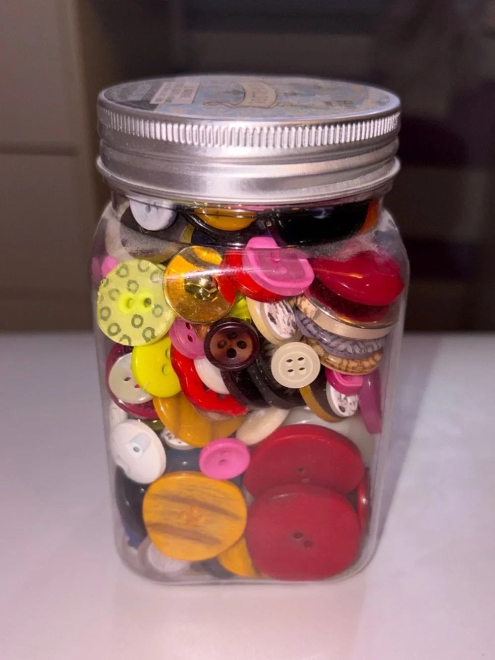 Hobby Lobby Sew•ology Assorted Color Sewing Buttons in Clear Jar